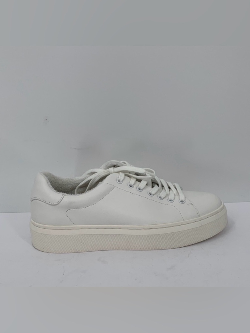 Abeo Jump street platform sneakers shoe lace-up tie white leather women 9 Medium